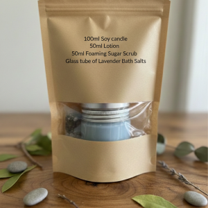 Shwizzle natural skincare sample pack South Africa in eco-friendly kraft bag