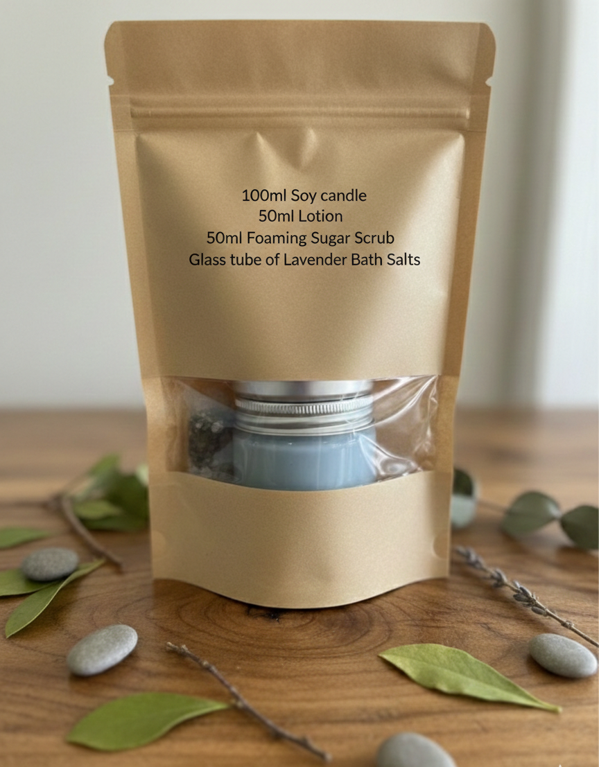 Shwizzle natural skincare sample pack South Africa in eco-friendly kraft bag